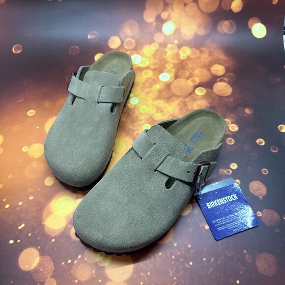 🎁Birkenstock Boston Soft Shoes Suede Sandals Clogs Mules  Black - Picture 3 of 5